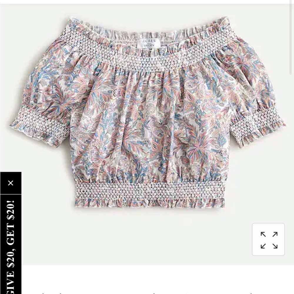 Liberty London Floral Fabric J.Crew Ruched Cropped Top